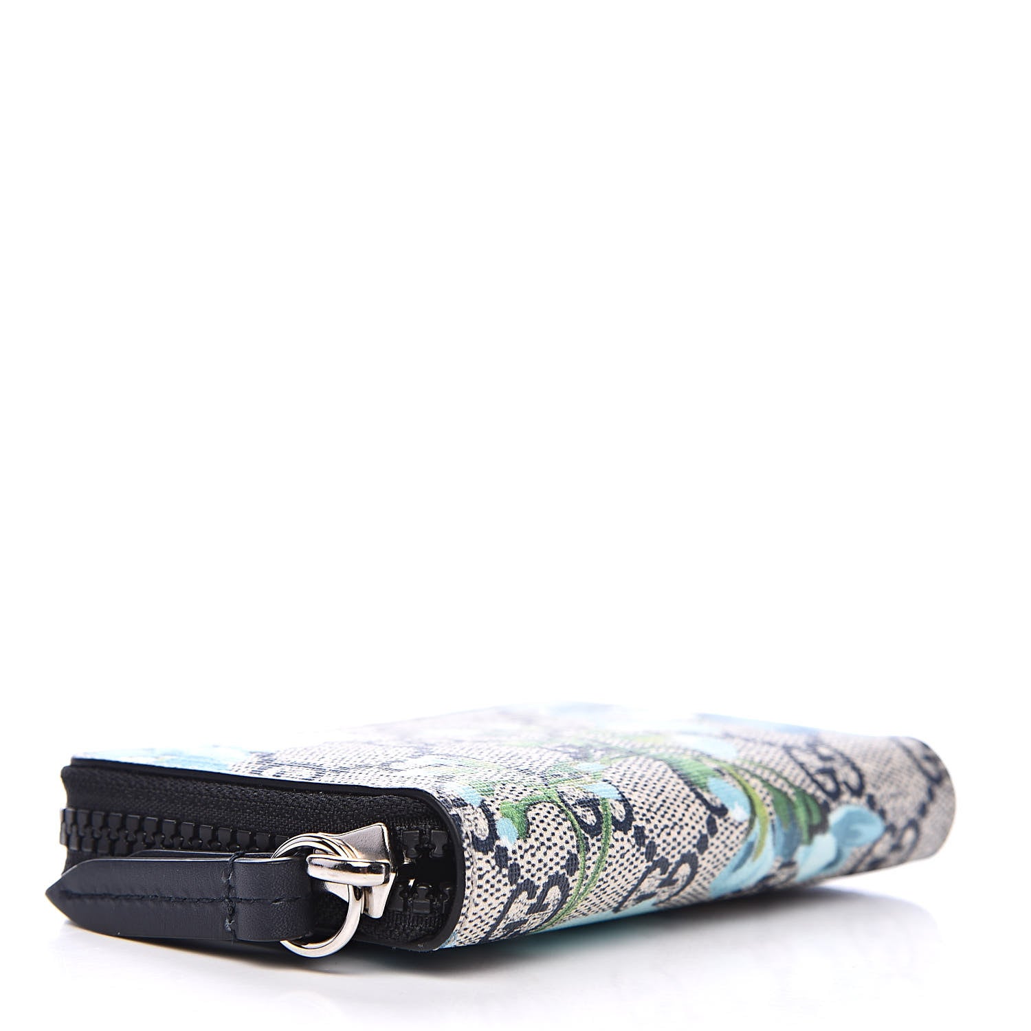 Gucci GG Supreme Monogram Blooms Zip Around Card Case Wallet Beige Blue Navy 4 of 7