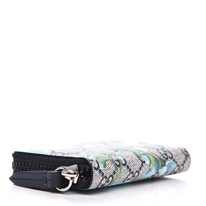 Gucci GG Supreme Monogram Blooms Zip Around Card Case Wallet Beige Blue Navy 4 of 7