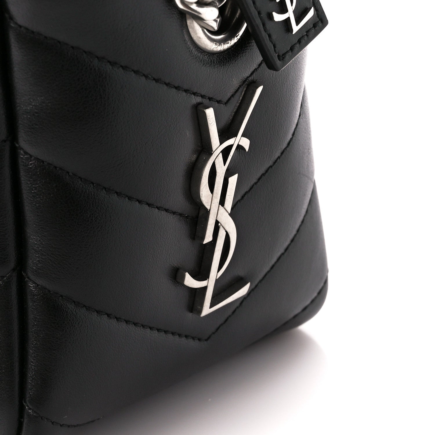 Saint Laurent Calfskin Y Quilted Monogram Small Loulou Bowling Bag Black 7 of 10