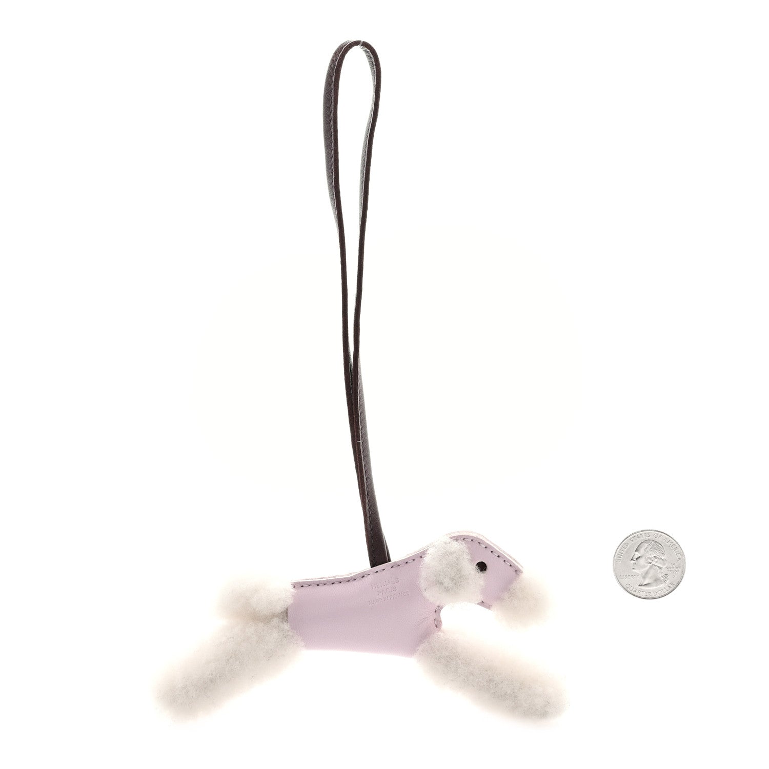 Hermes Milo Lambskin Shearling Budy Charm Mauve Pale Rouge Sellier 2 of 4