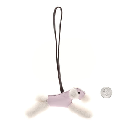 Hermes Milo Lambskin Shearling Budy Charm Mauve Pale Rouge Sellier 2 of 4