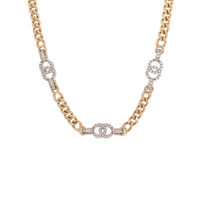 Chanel Crystal Chain CC Link Choker Gold Silver 1 of 6