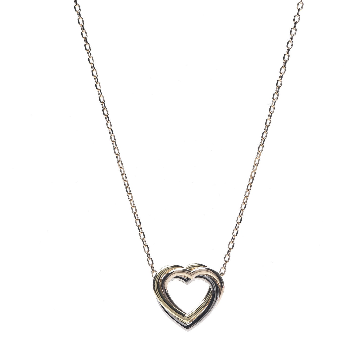 18K Pink Yellow White Gold Trinity Heart Necklace
