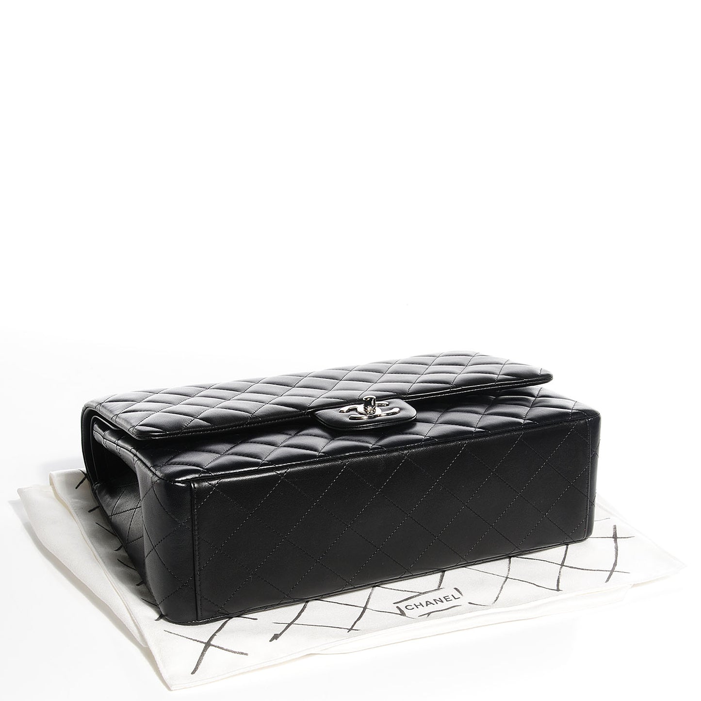 Lambskin Quilted Maxi Double Flap Black
