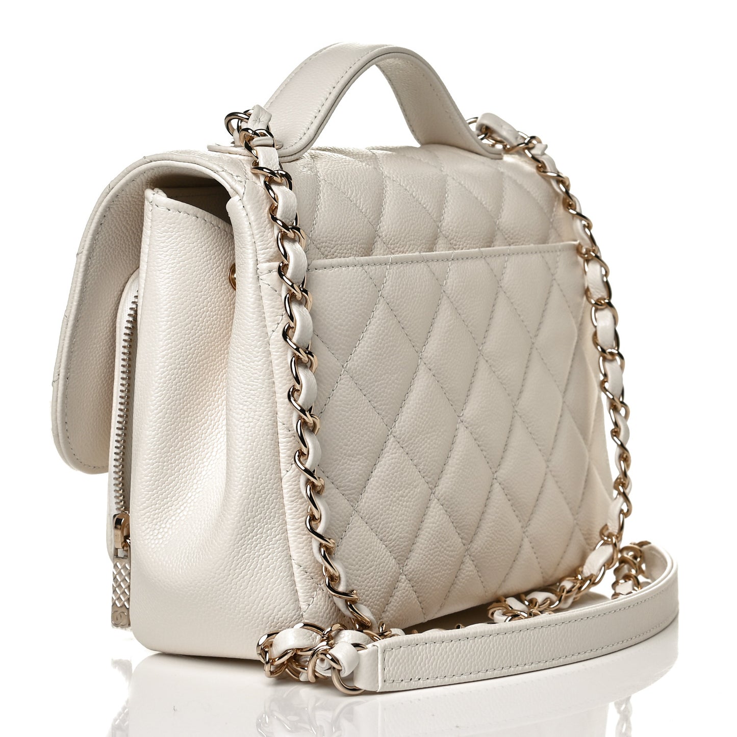 Caviar Quilted Medium Business Affinity Flap White