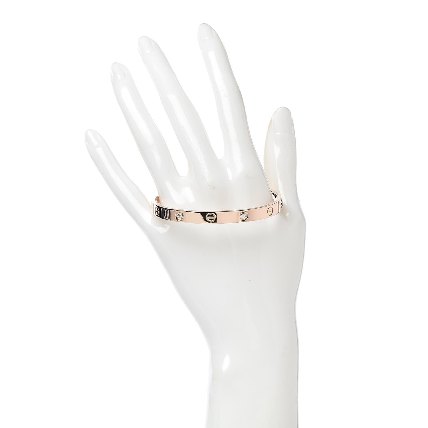 Cartier 18K Pink Gold 4 Diamond LOVE Bracelet 18 2 of 8