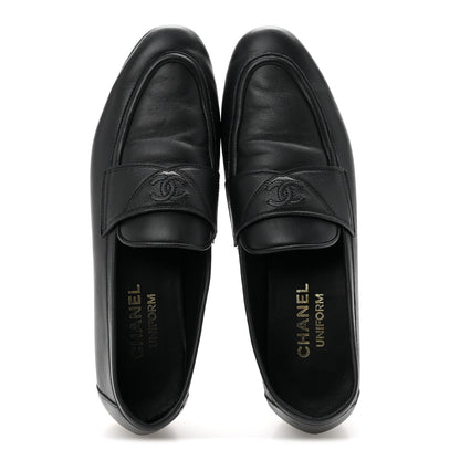 Chanel Calfskin Womens Stitched CC Loafers 37 Black 2 of 10