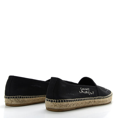 Saint Laurent Canvas Nappa Elba Logo Embroidered Espadrilles 39 Black 4 of 10