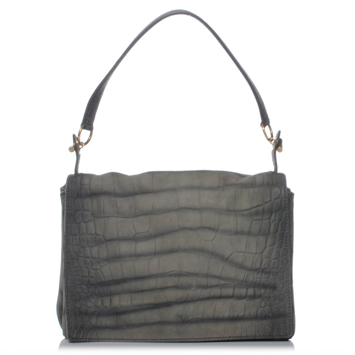 Crocodile Embossed Nubuck Catwalk Bag Grey