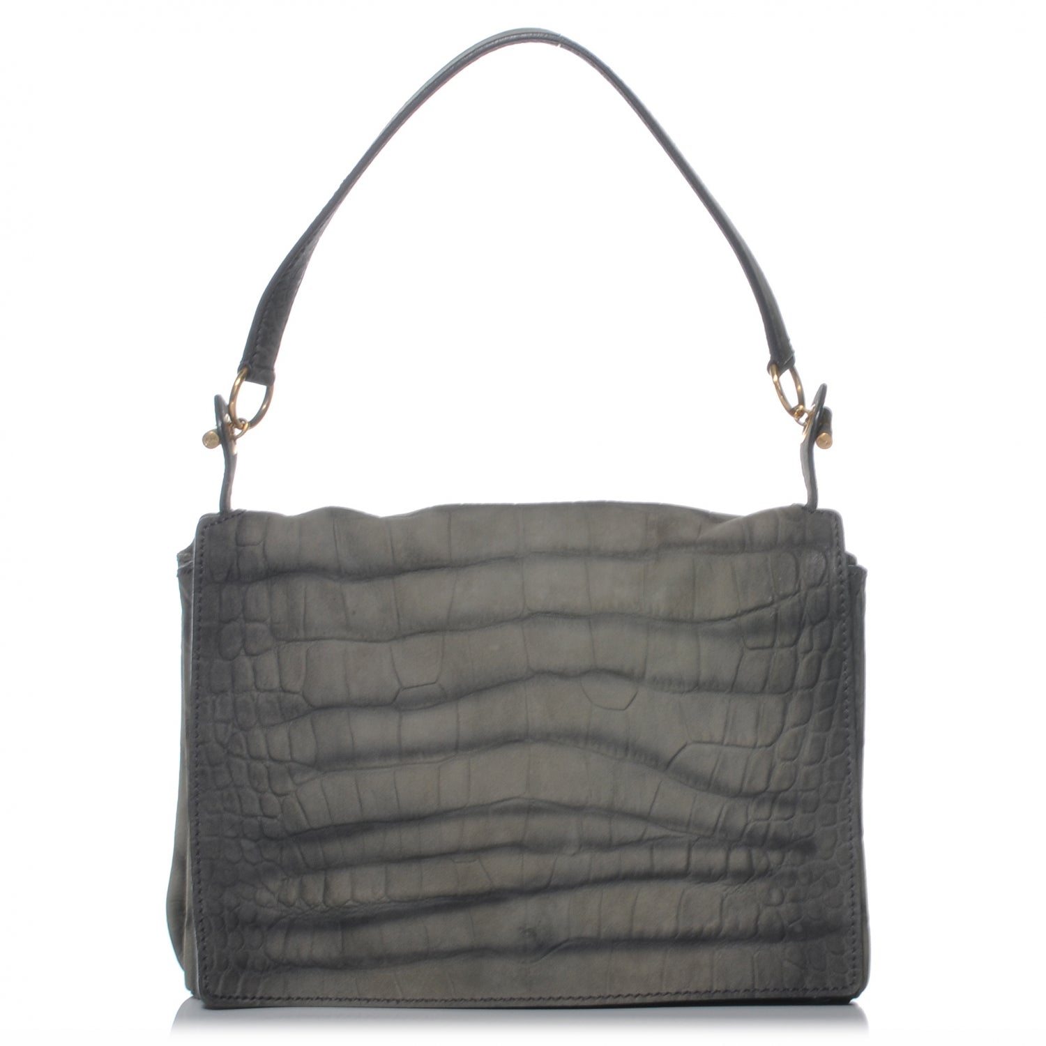 Saint Laurent Crocodile Embossed Nubuck Catwalk Bag Grey 1 of 7