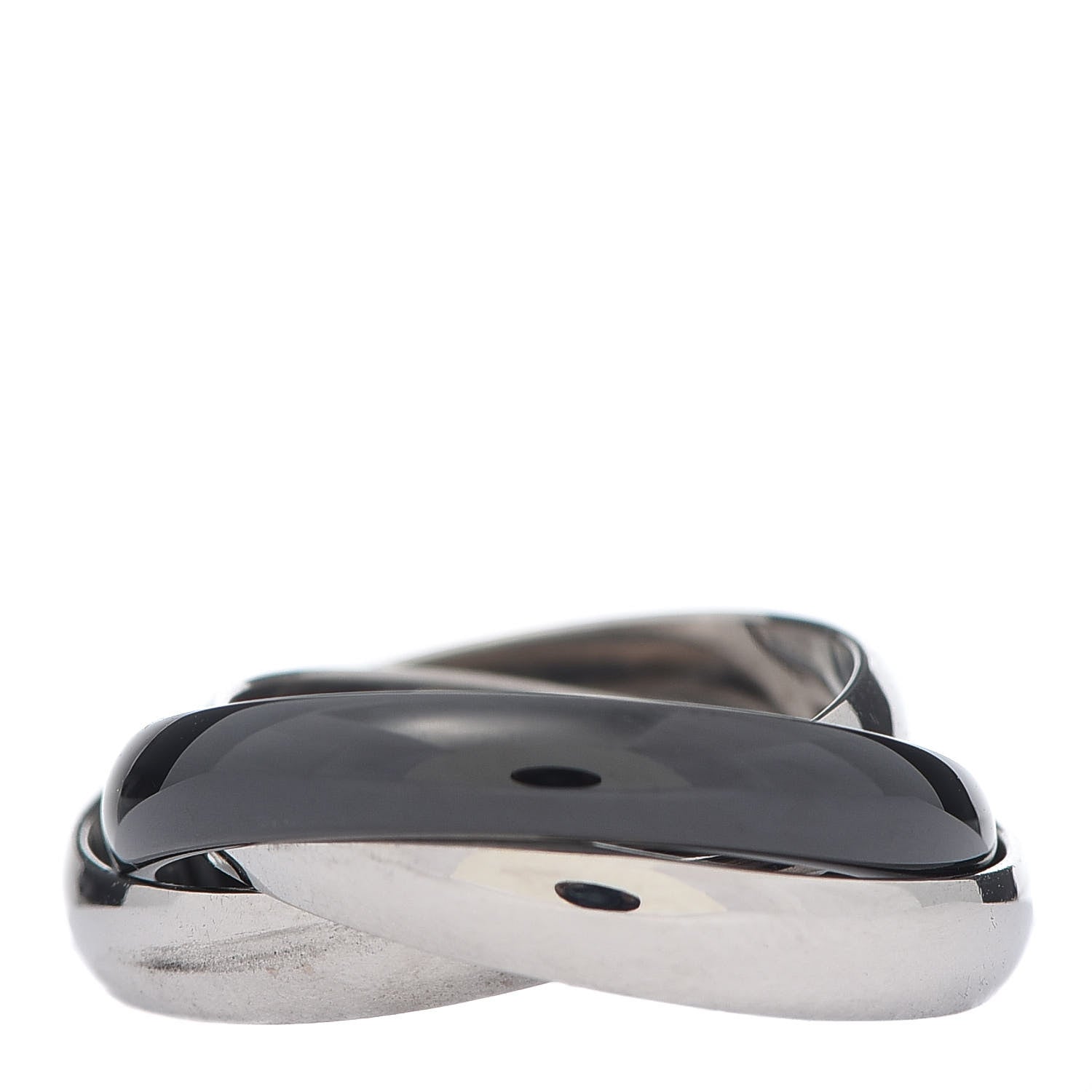 Cartier 18K White Gold Black Ceramic Trinity Ring 54 6.75 3 of 6