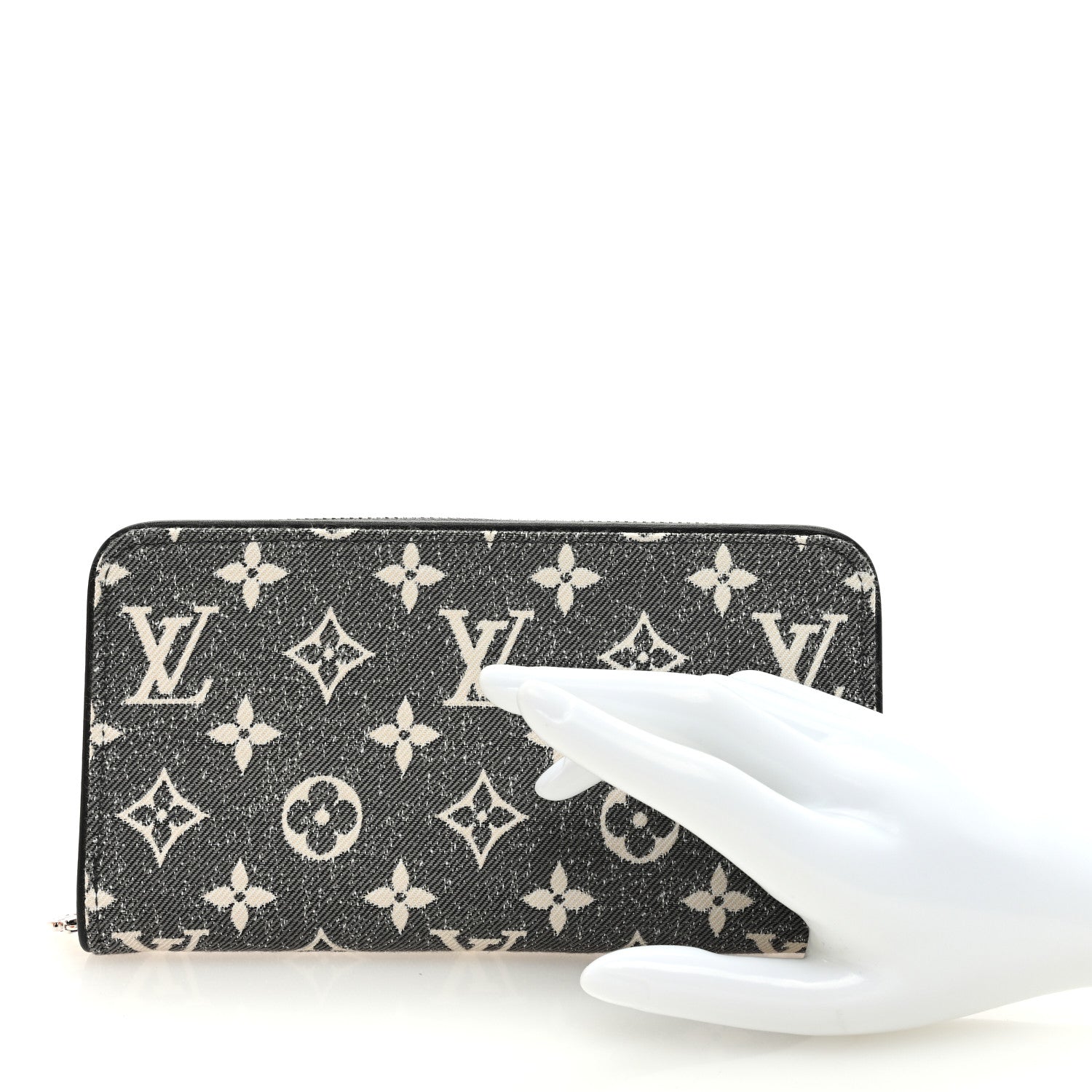 Louis Vuitton LOUIS VUITTON Denim Monogram Jacquard Zippy Wallet Grey 2 of 7