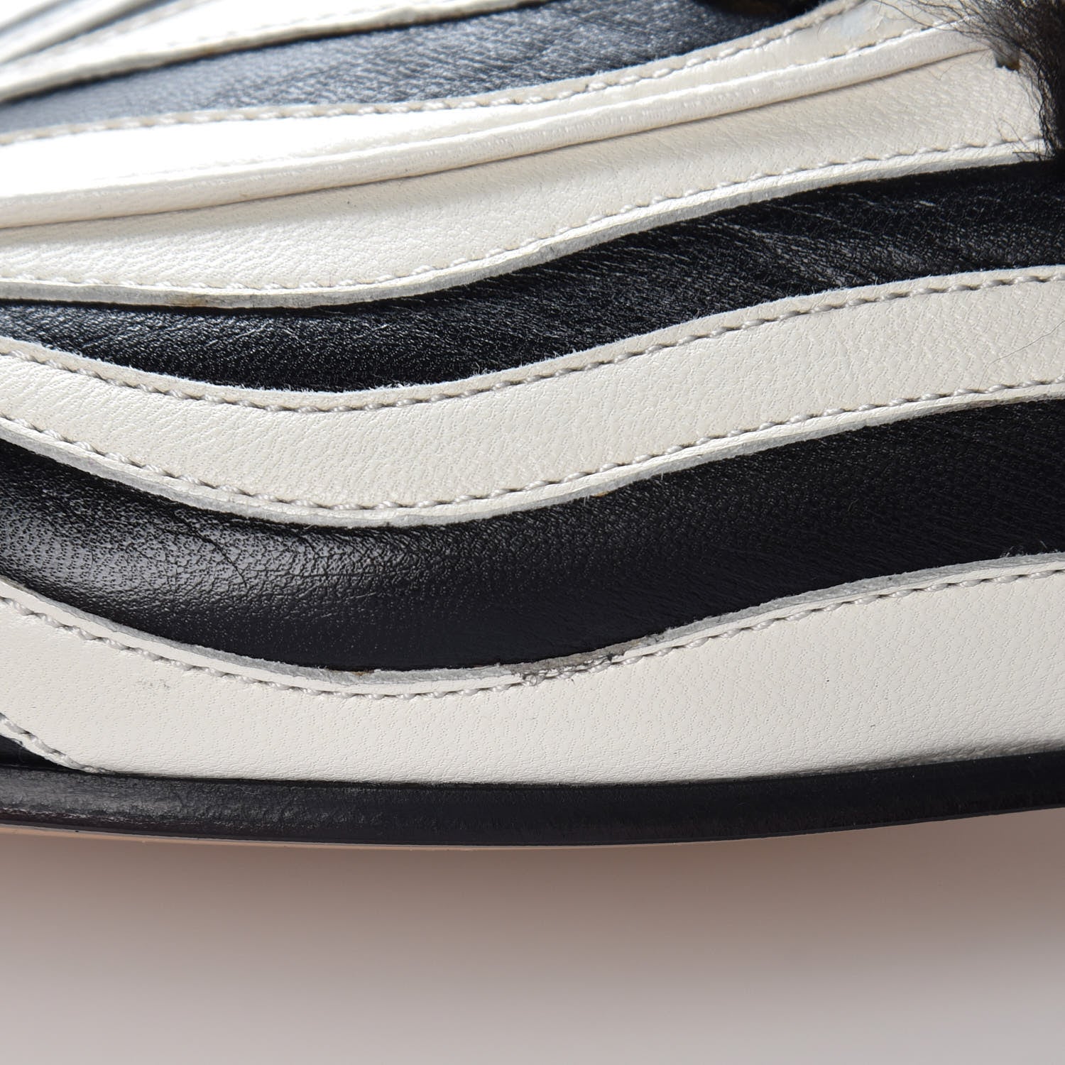 Gucci Malaga Kid Fur Zebra Inlay Womens Princetown Slippers 41 Mystic White Black 9 of 10