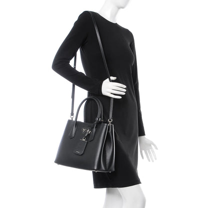 Prada Saffiano Cuir Small Double Bag Black Chrome 2 of 9