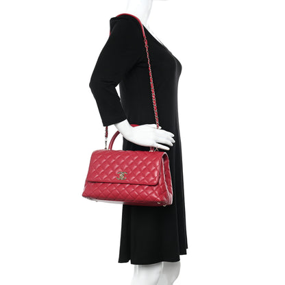 Chanel Caviar Quilted Small Coco Handle Flap Dark Pink 2 of 18