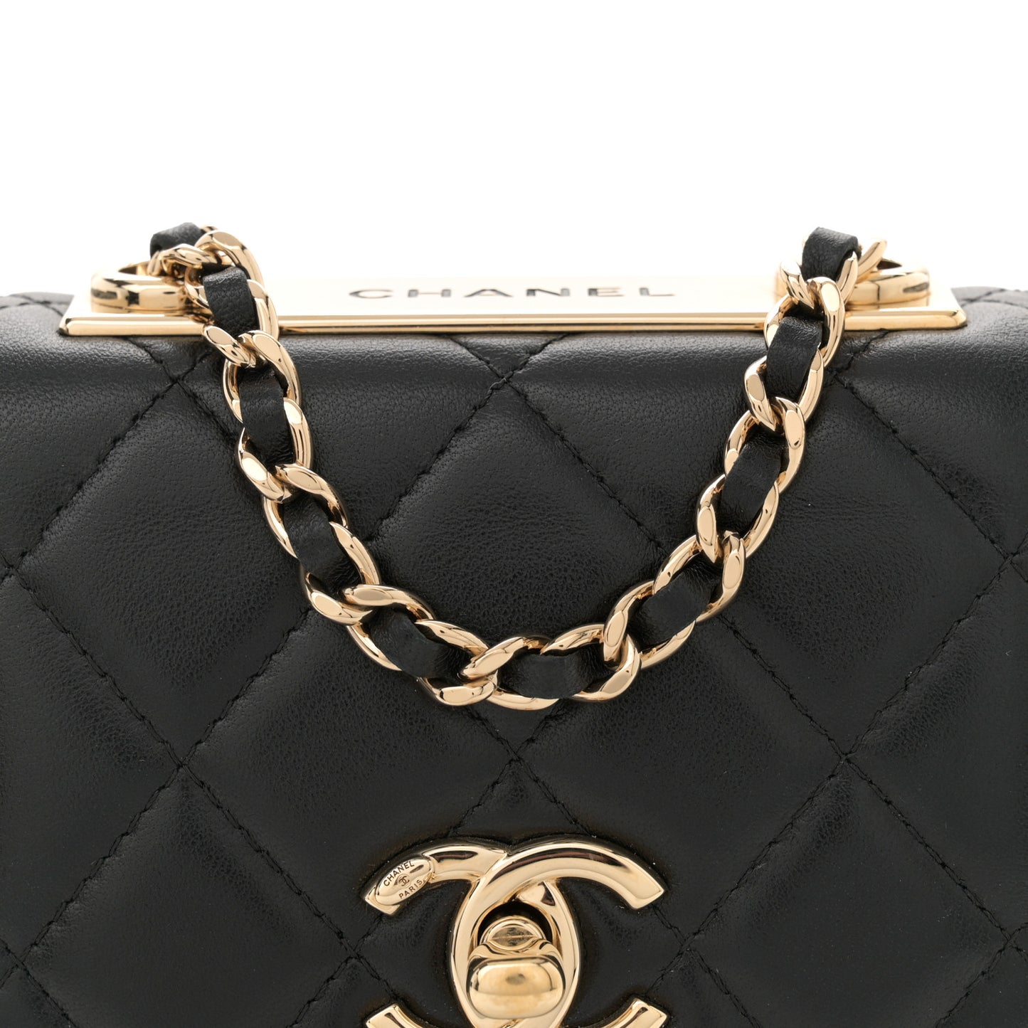 Lambskin Quilted Mini Trendy CC Chain Wallet Black