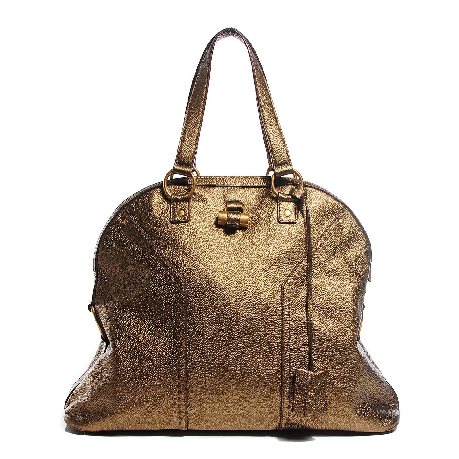 Saint Laurent Pebbled Calfskin Oversized Muse Bronze 1 of 8