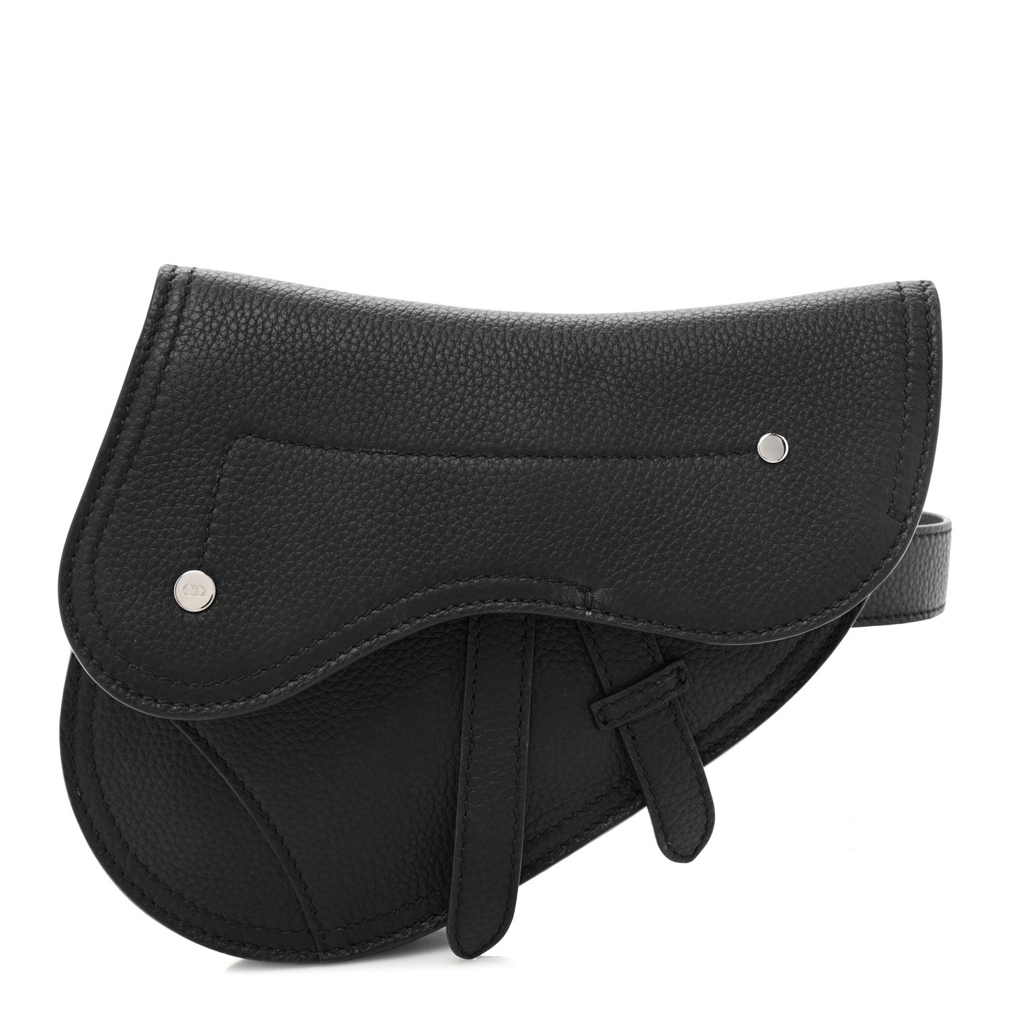 Grained Calfskin Saddle Pouch Belt Bag Black