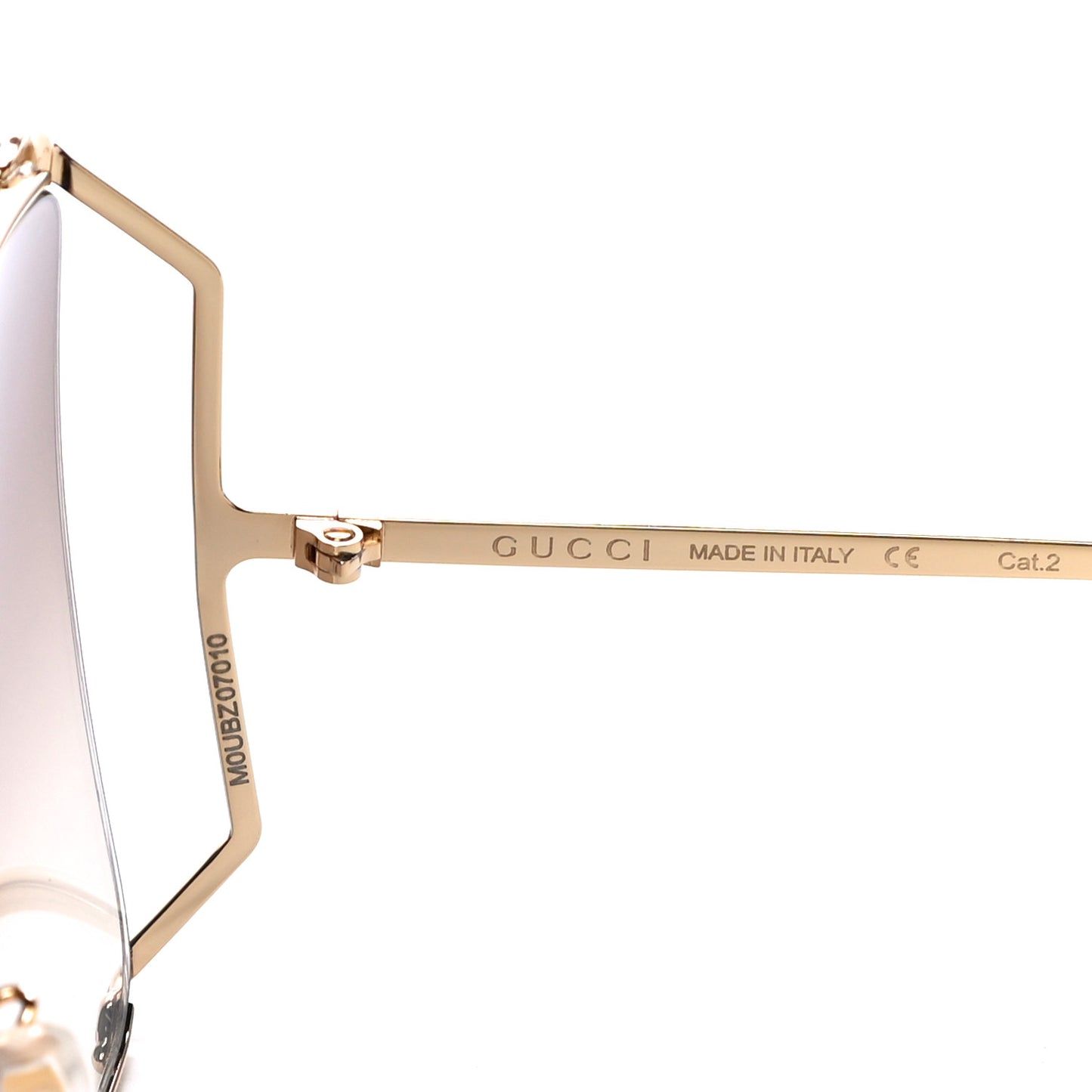 Oversized Round Sunglasses GG0252S Gold Brown