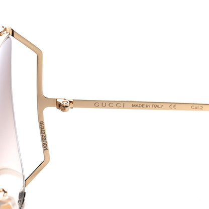 Gucci Oversized Round Sunglasses GG0252S Gold Brown 5 of 7