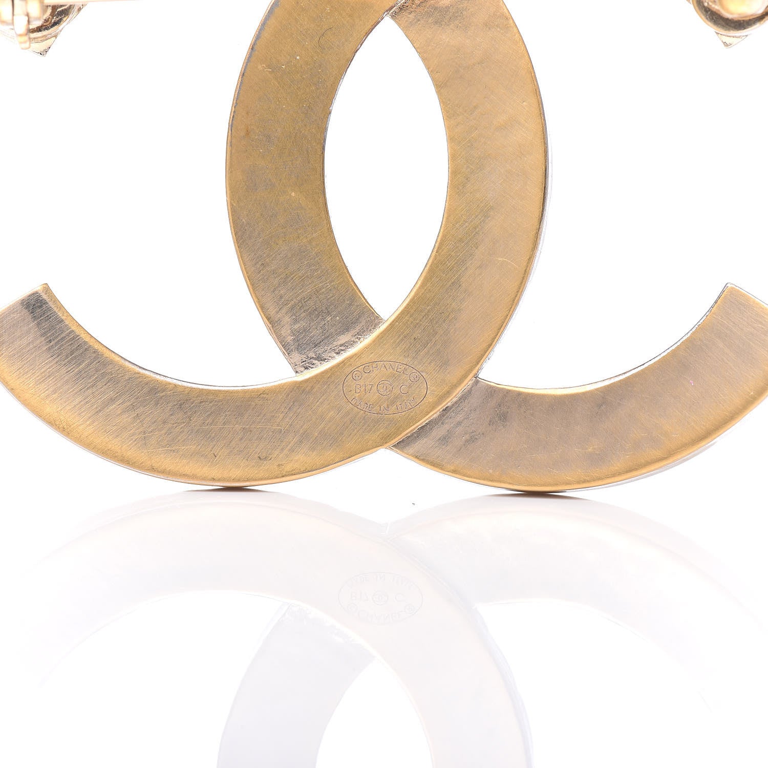 Chanel Baguette Crystal Quilted CC Brooch Gold 4 of 4