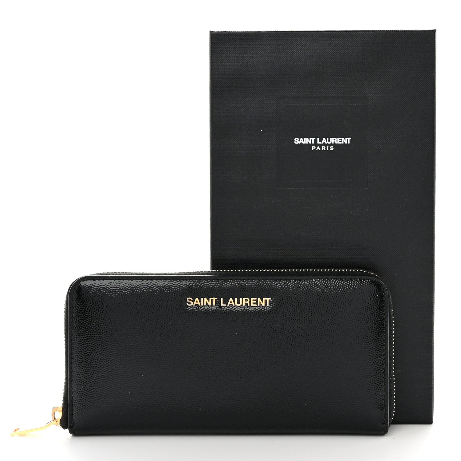 Saint Laurent Grain De Poudre Classic Letters Zip Around Wallet Black 10 of 10