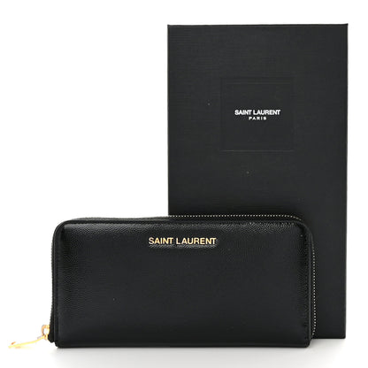 Saint Laurent Grain De Poudre Classic Letters Zip Around Wallet Black 10 of 10
