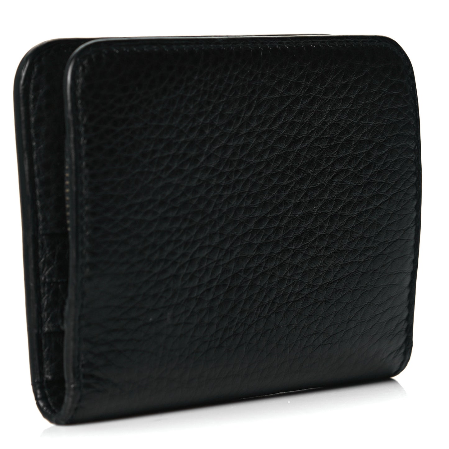 Grained Calfskin Zip Coin Purse Black
