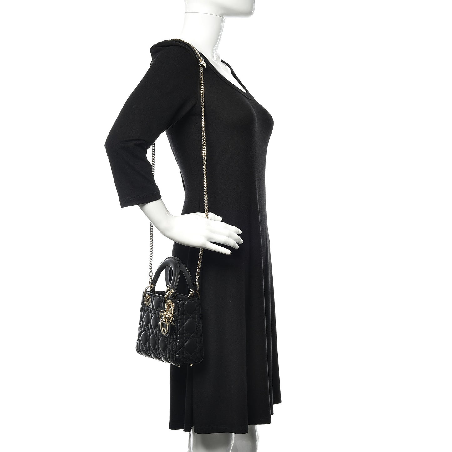 Lambskin Cannage Mini Lady Dior Black