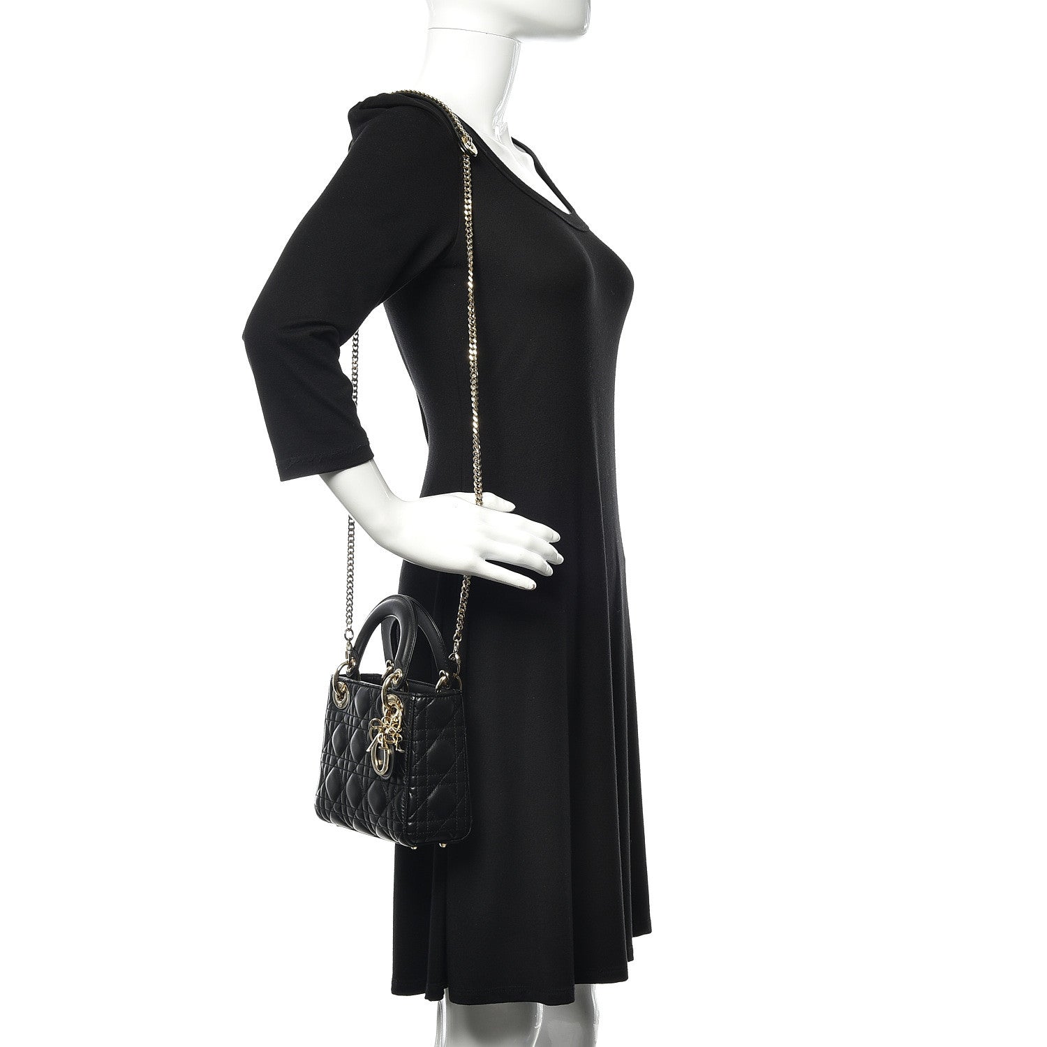 Christian Dior Lambskin Cannage Mini Lady Dior Black 2 of 13