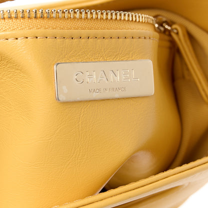Chanel Shiny Crumpled Calfskin Quilted Mini 31 Shopping Bag Yellow 6 of 11