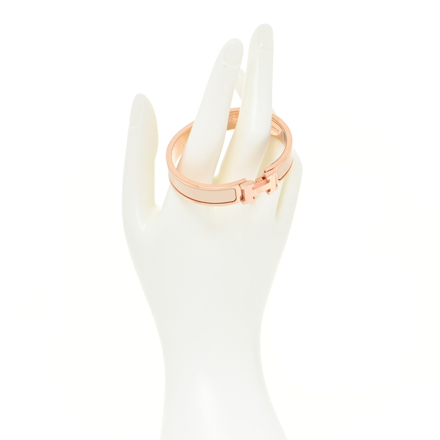 Hermes Enamel Narrow Clic Clac H Bracelet PM Beige Nacre 2 of 6