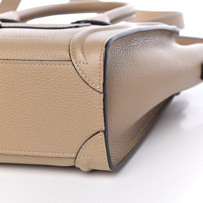 Celine Drummed Calfskin Nano Luggage Dune 8 of 10