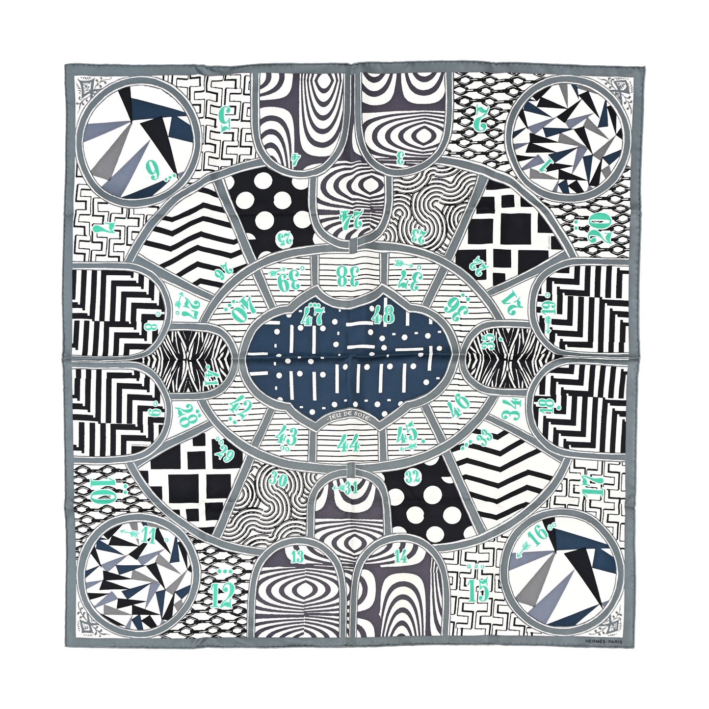 Silk Jeu De Soie Scarf 90 Gris Menthol White