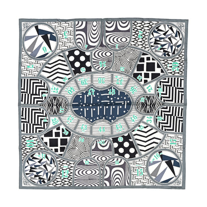 Hermes Silk Jeu De Soie Scarf 90 Gris Menthol White 1 of 10