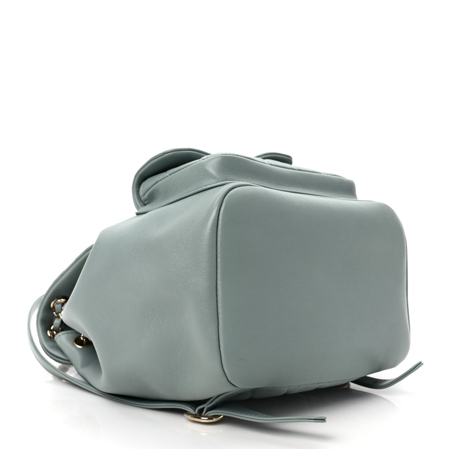 Lambskin Quilted Large Duma Drawstring Backpack Grey