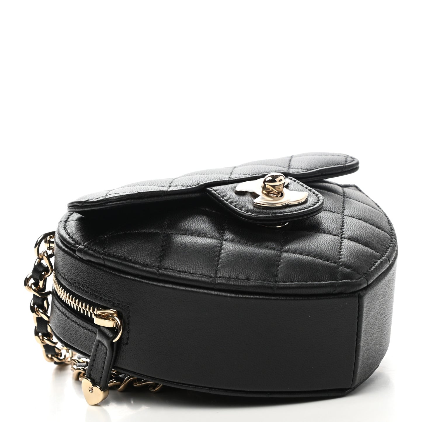 Lambskin Quilted CC In Love Heart Clutch With Chain Black
