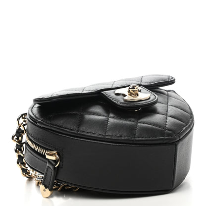 Chanel Lambskin Quilted CC In Love Heart Clutch With Chain Black 3 of 10