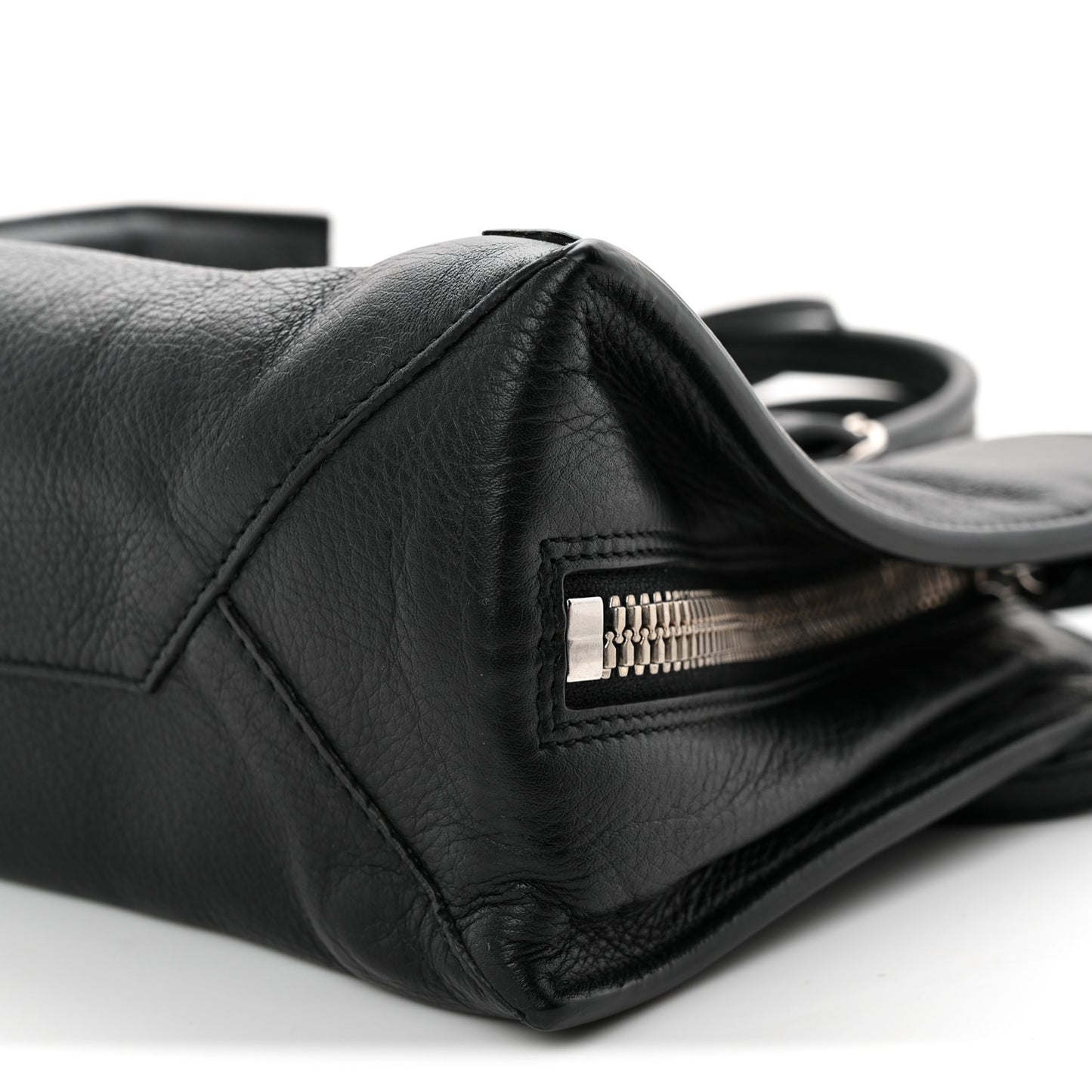Grained Calfskin Papier Mini A4 Zip Around Tote Black