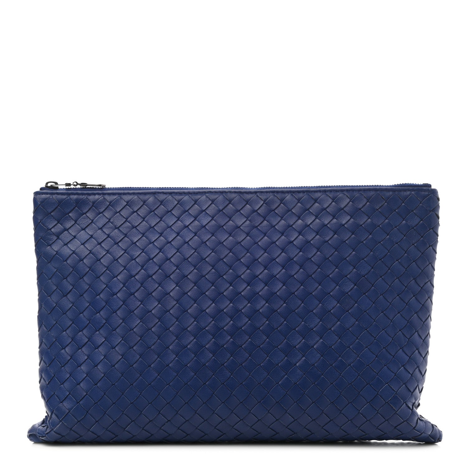 Bottega Veneta Nappa Intrecciato Large Flat Zip Biletto Pouch Blue 1 of 10