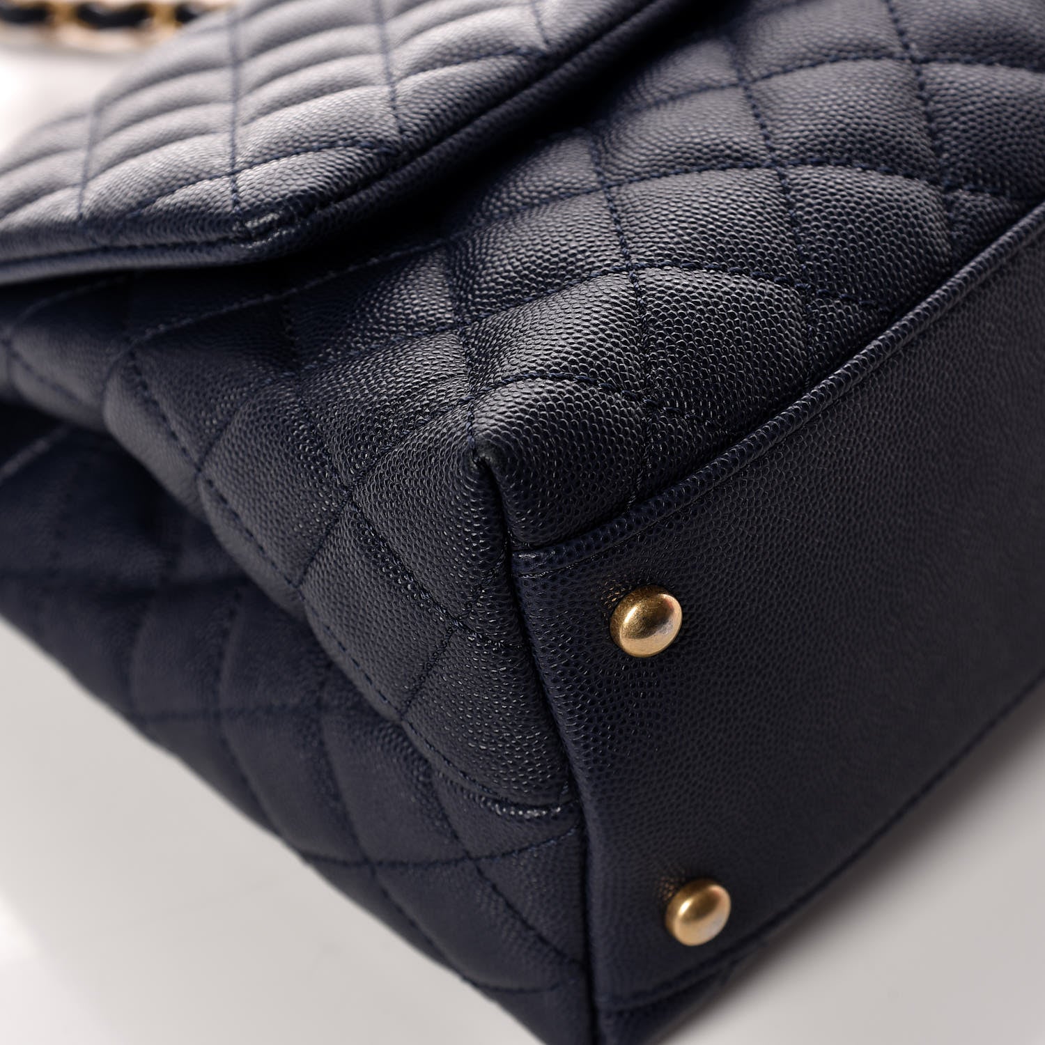 Chanel Caviar Elaphe Quilted Small Coco Handle Flap Navy 12 of 16