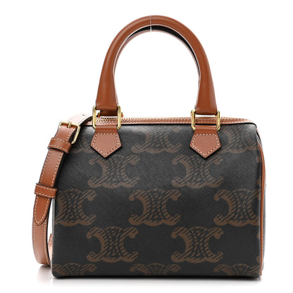 Celine Triomphe Canvas XL Calfskin Small Boston Bag Tan 1 of 9