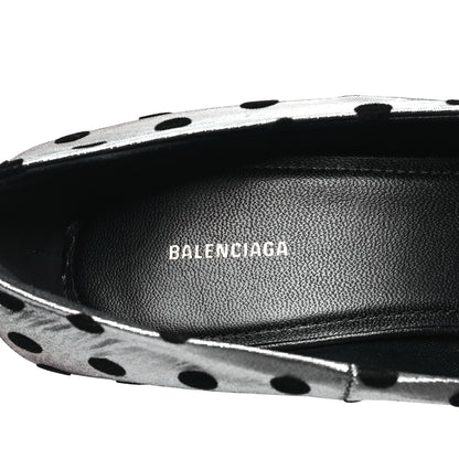 Balenciaga Shiny Fabric Square Knife 110mm Pumps 38 Silver Black 7 of 9