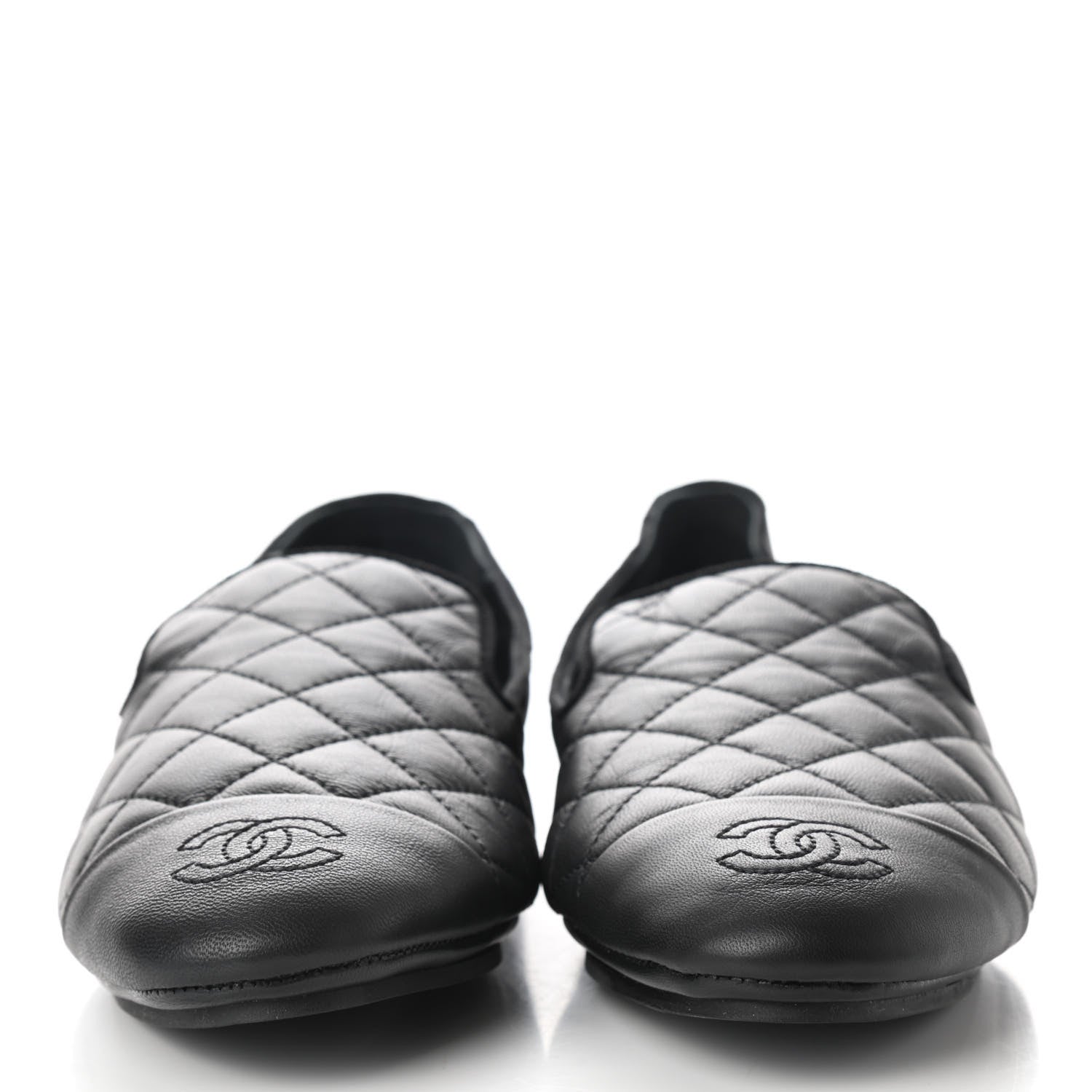 Chanel Lambskin Quilted Cap Toe Slipper With Pouch 37 Black 2 of 9