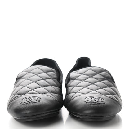Chanel Lambskin Quilted Cap Toe Slipper With Pouch 37 Black 2 of 9
