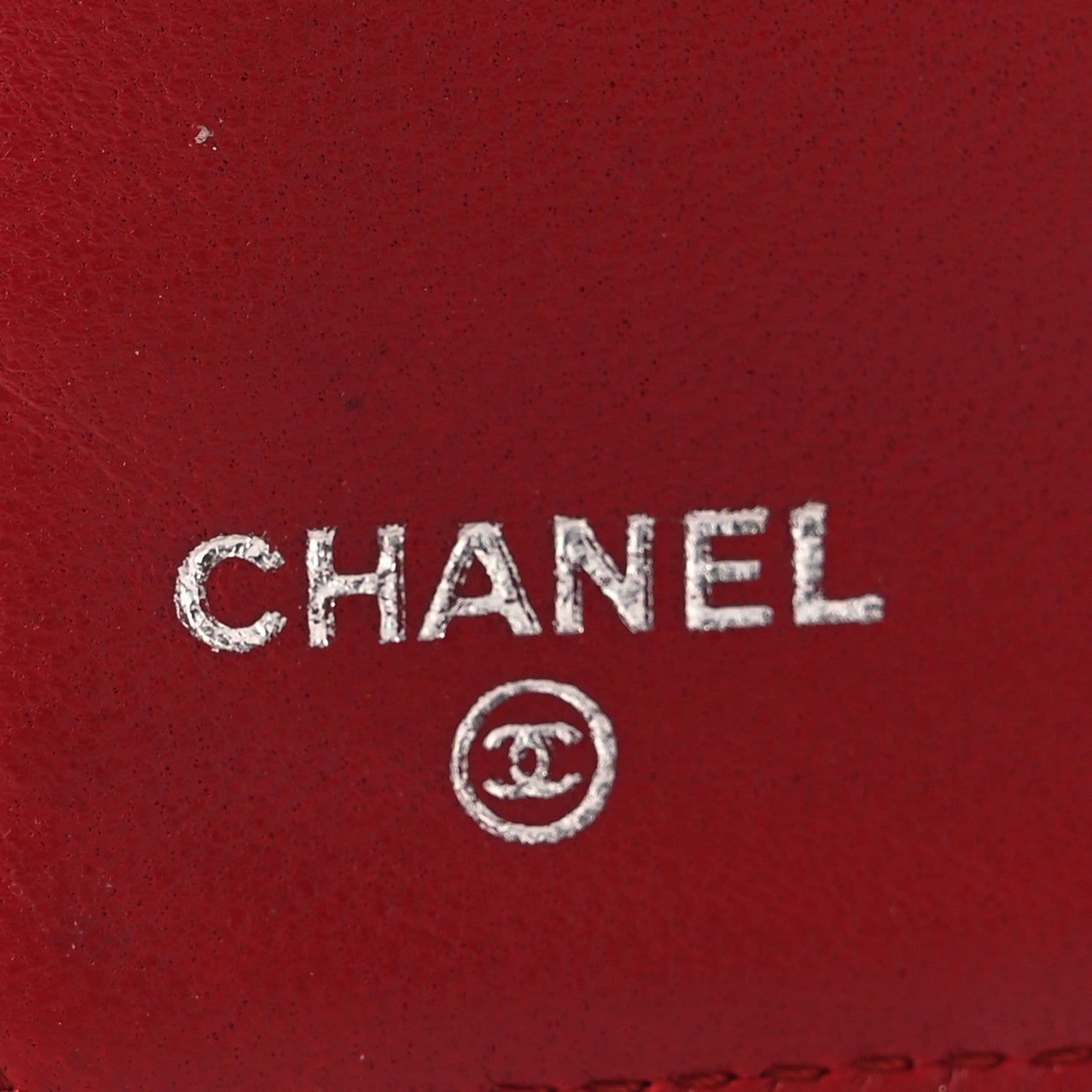 Chanel Lambskin Camellia Embossed Yen Wallet Dark Red 1825168