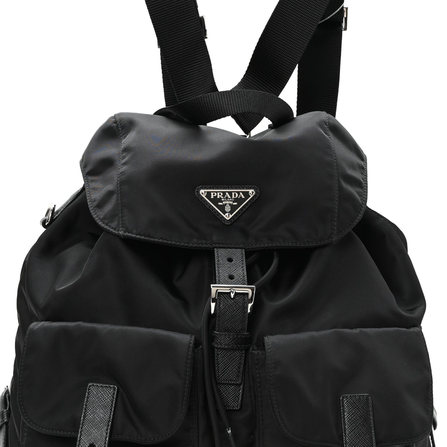 Re-Nylon Vela Saffiano Medium Backpack Black