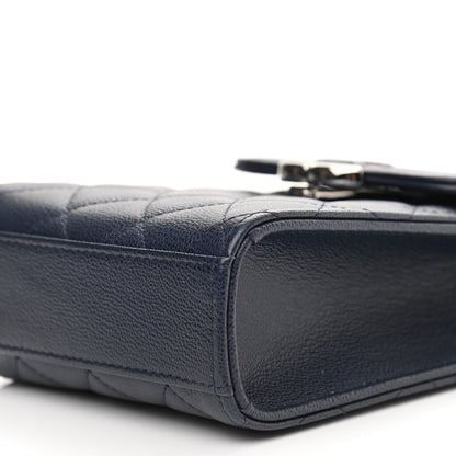 Chanel Grained Calfskin Quilted CC Box Clutch With Chain Navy 10 of 14