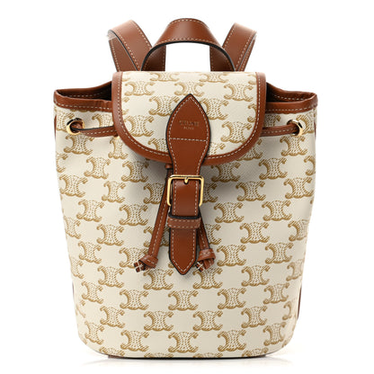 Celine Triomphe Canvas Calfskin Mini Folco Backpack White 1 of 11