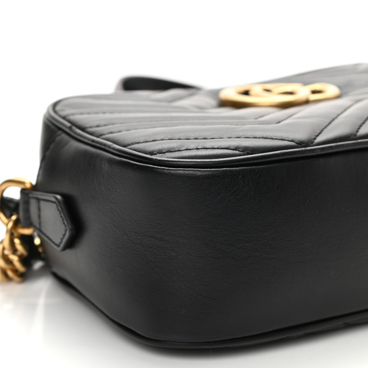 Calfskin Matelasse Small GG Marmont Chain Shoulder Bag Black